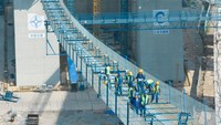Catwalk Jembatan Sungai Longtan Yangtze telah terhubung sepenuhnya. 