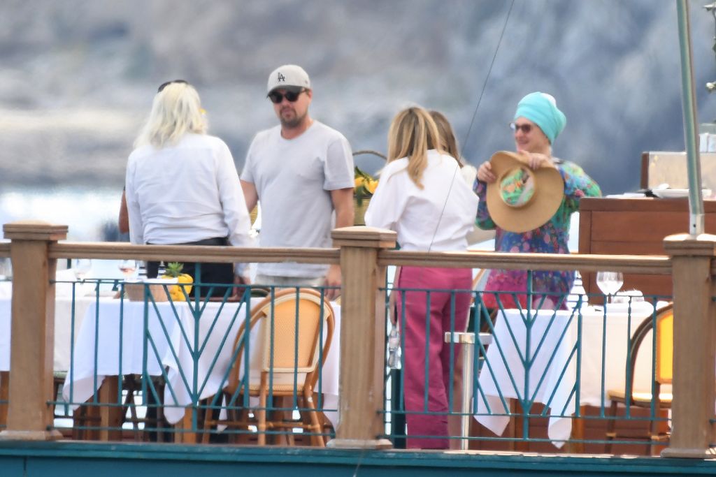 SORRENTO, ITALY - JUNE 10: Leonardo DiCaprio is seen with his father George DiCaprio and stepmother Peggy Farrar on June 10, 2023 in Sorrento, Italy. (Photo by MEGA/GC Images)