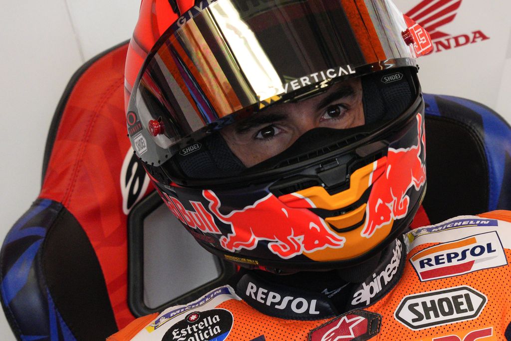 SCARPERIA, ITALY - JUNE 10: Marc Marquez of Spain and Repsol Honda Team look on at the box during qualifying of MotoGP of Italy at Mugello Circuit on June 10, 2023 in Scarperia, Italy. (Photo by Danilo Di Giovanni/Getty Images)