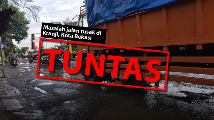 Masalah jalan rusak di Kranji, Kota Bekasi: Tuntas. (Foto: Fathia NQ/detikcom. Repro: Fuad Hasyim/detikcom)