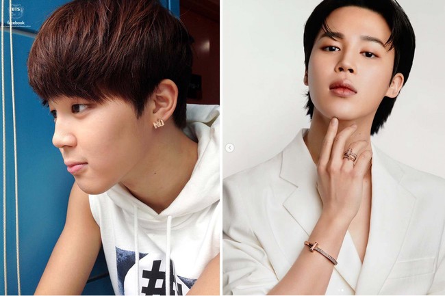 Jimin mencuri atensi dengan pipi chubby saat debut bersama BTS. Setelah 10 tahun, pelantun VIBE itu kehilangan banyak berat badan dan terlihat lebih dewasa. Foto: dok. Facebook BTS