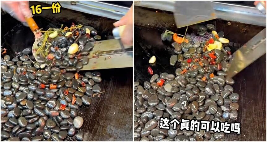 Viral! Di China Ada Jajanan Tumis Batu Kolam Berbumbu