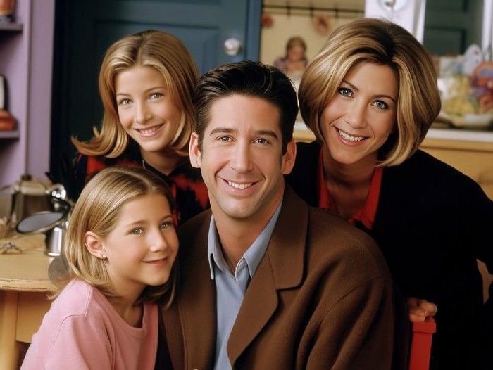 Foto Keluarga Rachel dan Ross di Serial Friends