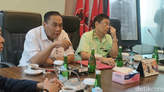 Fraksi PDIP DPR luncurkan podcast Banteng Senayan. (Dwi Rahmawati/detikcom).