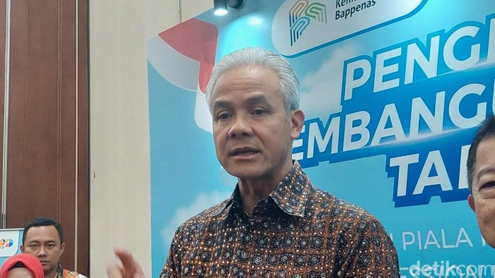 Gubernur Jawa Tengah Ganjar Pranowo di Gedung Bappenas, Jakarta Pusat, Rabu (14/6/2023).