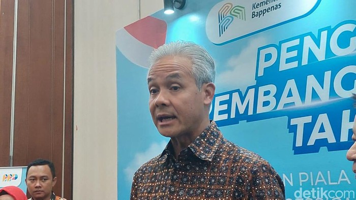 Gubernur Jawa Tengah Ganjar Pranowo di Gedung Bappenas, Jakarta Pusat, Rabu (14/6/2023).