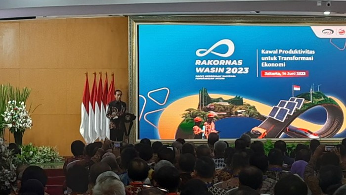 Jokowi dalam rakornas pengawasan di BPKP (Kanavino-detikcom)