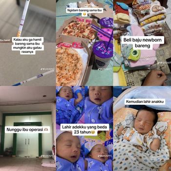 Kisah unik ibu dan anak kandung hamil barengan, viral di media sosial.