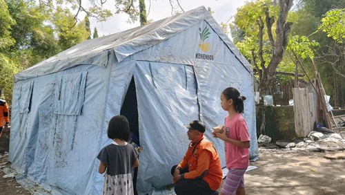 Suasana di posko korban kebakaran di RT 5, Dusun Wanasari, Desa Dauh Puri Kaja, Denpasar, Rabu (14/6/2023)