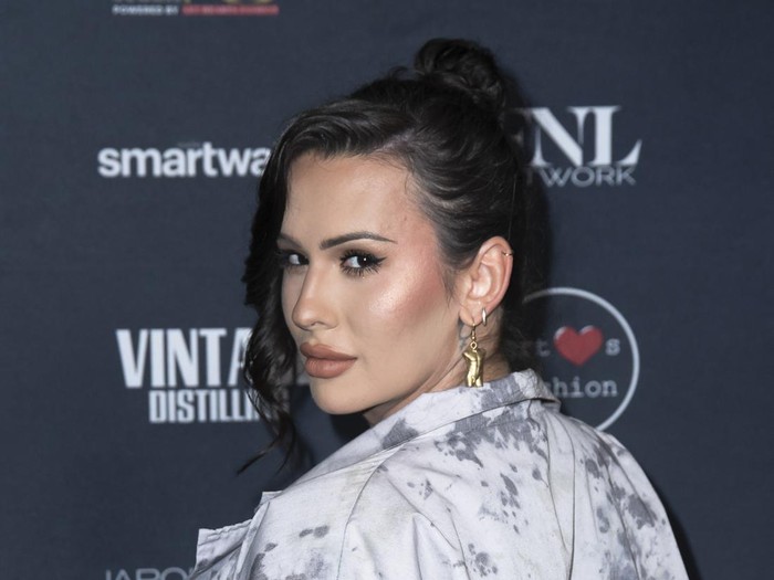 LOS ANGELES, CALIFORNIA - MARCH 18: Rose Montoya arrives on the red carpet for Los Angeles Fashion Week Powered by Art Hearts Fashion at The Majestic Downtown on March 18, 2023 in Los Angeles, California. (Photo by Mark Gunter/Getty Images for Art Hearts Fashion)