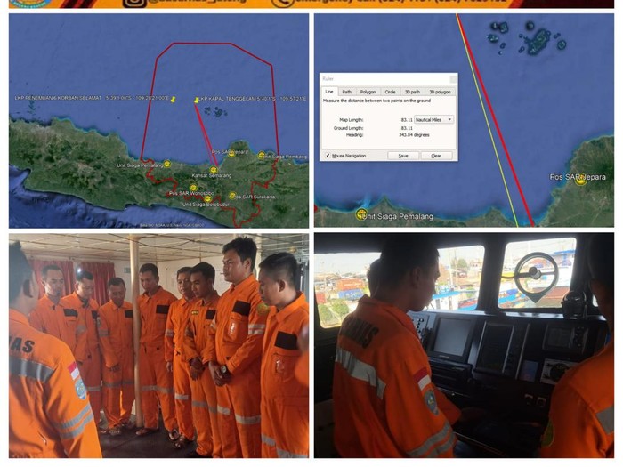 Dokumentasi pencarian ABK kapal yang terbalik di Karimunjawa, Kamis (15/6/2023).