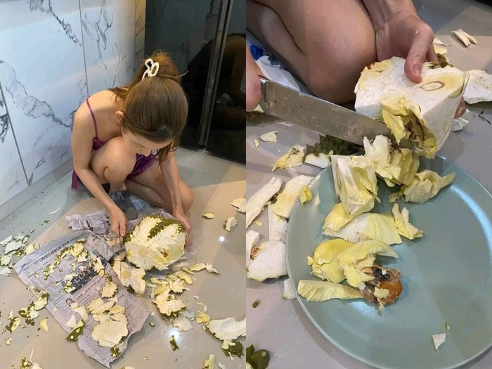 Wanita ini mengupas durian dengan cara yang salah seperti mengupas kelapa