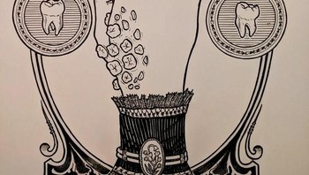 Gambar ini sebenarnya didasarkan pada mimpi yang saya alami bertahun-tahun yang lalu. Di dalamnya, saya adalah seorang gadis di sekolah swasta dengan gigi yang tumbuh di kedua tangan saya. Teman sekelas saya akan menggoda saya dengan memanggil saya Chompers dan secara vertikal saling memukul. bagian tangan mereka ini dua kali berulang-ulang. Saya selalu ingin melakukan sesuatu dengan gambarnya, jadi ini dia. kata Ed Harrington Foto: Ed Harrington 