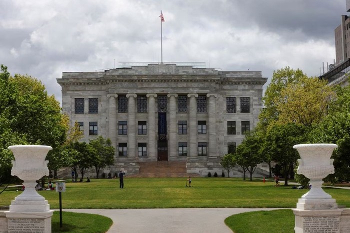 A general view of the Harvard Medical School in the Longwood Medical Area in Boston, Massachusetts, U.S., May 15, 2022. Picture taken with a drone. Picture taken May 15, 2022. REUTERS/Brian Snyder/File Photo