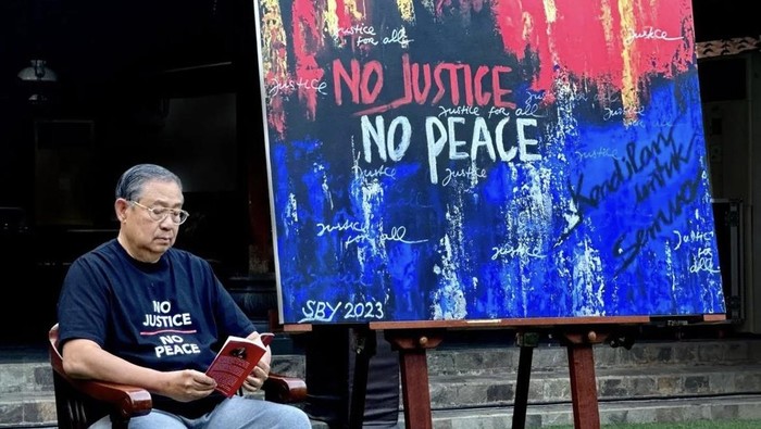 Lukisan SBY No Justice No Peace. (dok. Instagram Andi Mallarangeng).