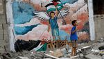 Mural Hiasi Sisa-sisa Rumah yang Hancur di Gaza