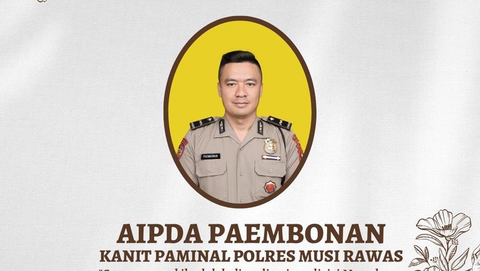 Ucapan bela sungkawa Polres Musi Rawas terhadap meninggal Aipda Paembonan. (Dok. Polres Musi Rawas)