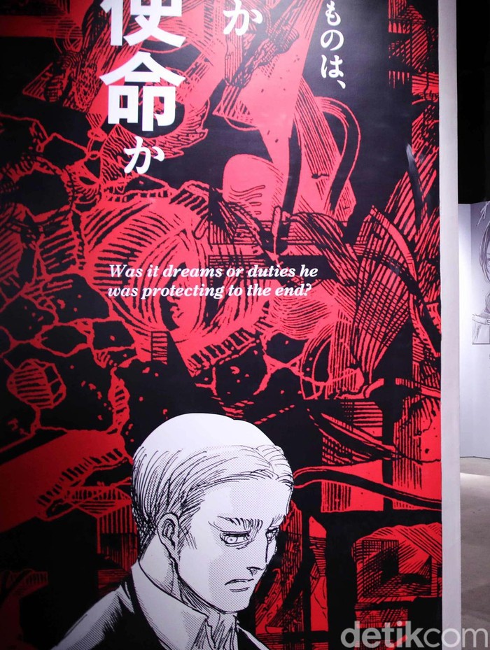 Pameran dari film animasi dan manga Jepang Attack onf Titan : Final Exhibition digelar di Galeri Tower AKR, West P2, Kebon Jeruk, Jakarta. Yuk kita lihat.