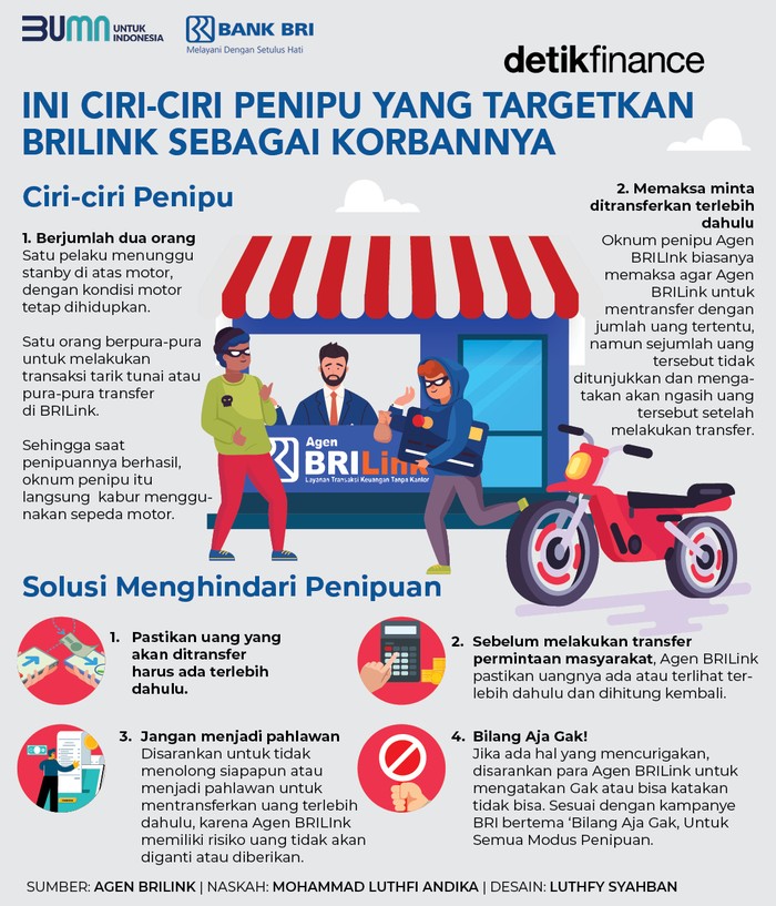 Infografis Ciri-ciri penipu targetkan agen BRILink Infografis Ciri-ciri penipu targetkan agen BRILink