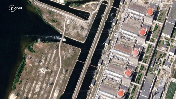 A satellite image shows the Zaporizhzhia Nuclear Power Plant, in Enerhodar, Zaporizhzhia Region, Ukraine June 9, 2023. Planet Labs PBC/Handout via REUTERS THIS IMAGE HAS BEEN SUPPLIED BY A THIRD PARTY. NO RESALES. NO ARCHIVES. MANDATORY CREDIT