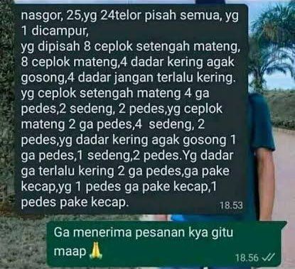 Tampilan presentasi untuk pesan nasi goreng