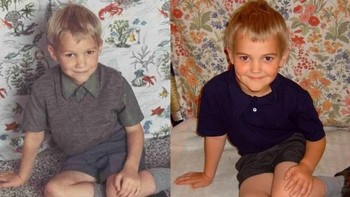 Pose ayah dan anak di umur yang sama. (Foto: Brightside)