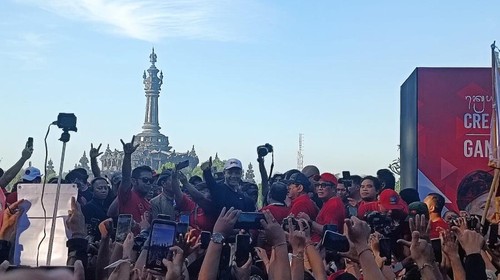 Ganjar Pranowo di Lapangan Monumen Bajra Sandhi, Renon, Denpasar, Sabtu (17/6/2023).