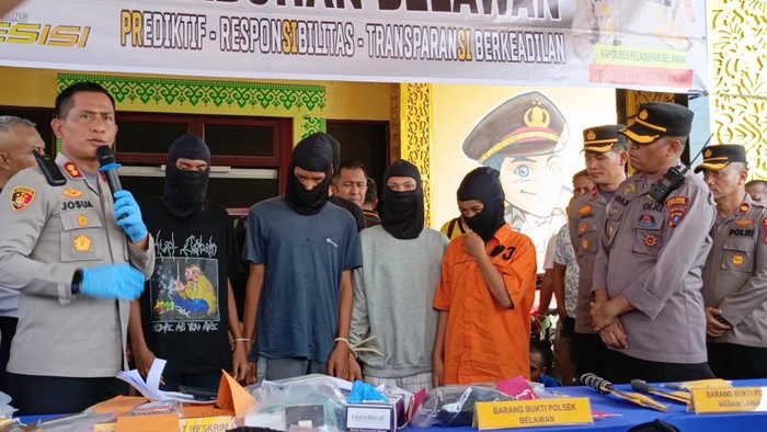 Komplotan begal modus umpan wanita di Belawan ditangkap. (Farid Achyadi Siregar/detikSumut)