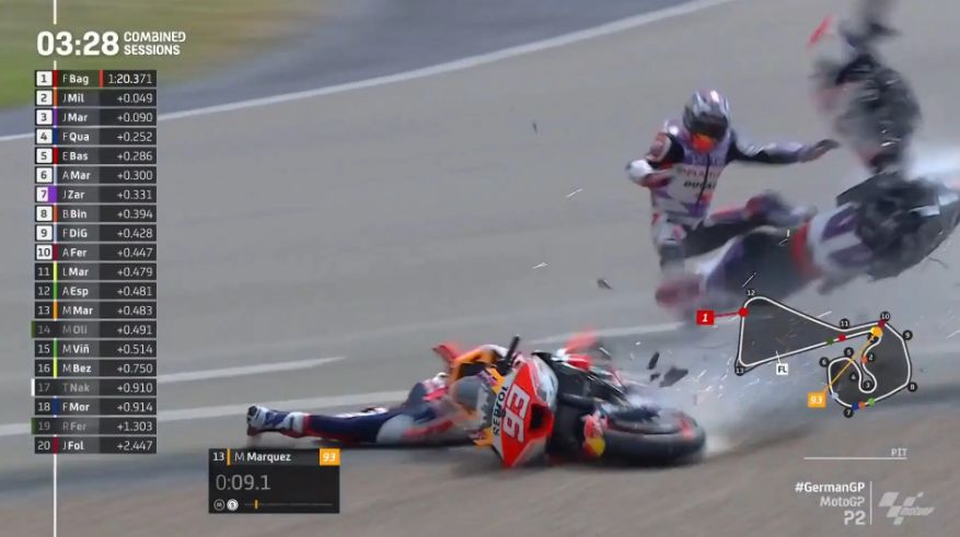 Marc Marquez hantam Johann Zarco di MotoGP Jerman.