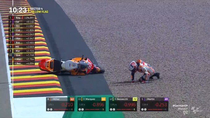 Marc Marquez jatuh.