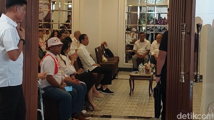 Presiden Joko Widodo (Jokowi) menghadiri acara hari jadi ke-11 Komunitas Galang Kemajuan dan Keberlanjutan Center (GK Center). (Rumondang N/detikcom)