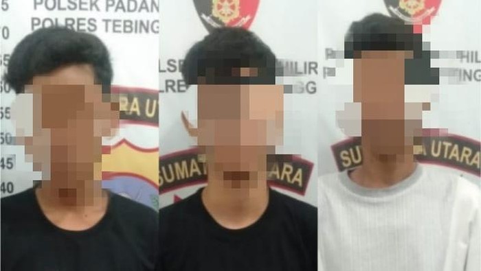 Tiga pelaku pencurian 50 pasang sepatu di Kota Tebing Tinggi. (Foto: Dok. Polres Tebing Tinggi)