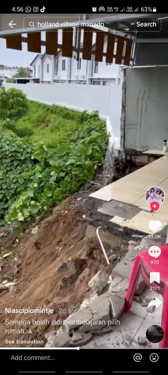 Viral Rumah Kompleks di Pinggir Sungai Rubuh Belum 100 Hari Terbangun