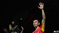 Zheng Si Wei/Huang Ya Qiong merayakan kemenangan usai lolos ke final Indonesia Open 2023.  