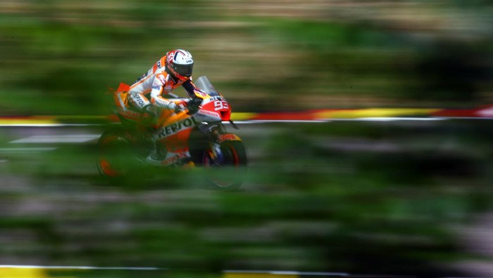 MotoGP - German Grand Prix - Sachsenring, Hohenstein-Ernstthal, Germany - June 17, 2023 Repsol Honda Teams Marc Marquez in action during qualifying REUTERS/Lisi Niesner