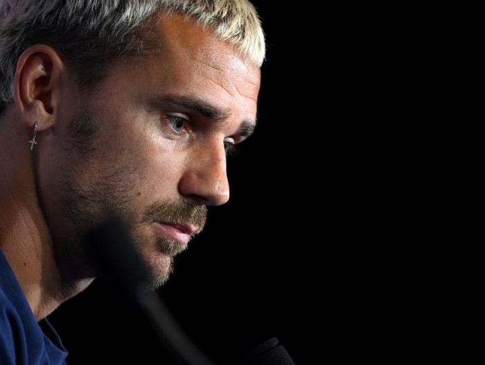 Frances forward Antoine Griezmann gives a press conference at the Stade de France in Saint-Denis, north of Paris on June 18, 2023, on the eve of the UEFA Euro 2024 football tournament qualifying match against Greece. (Photo by FRANCK FIFE / AFP)