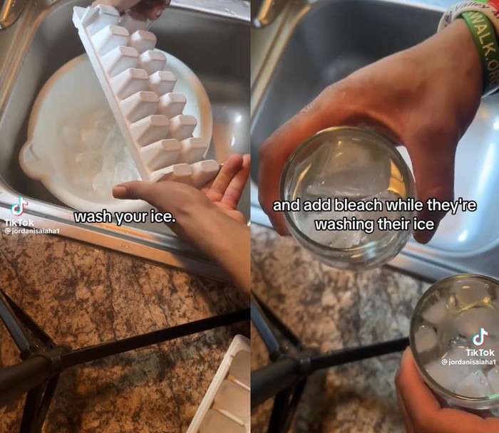 Bikin Bingung! TikToker Ini Hobi Cuci Es Batu Sebelum Dipakai