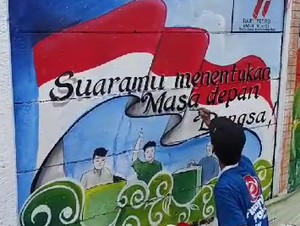 Warna-warni Mural Hiasi Dinding Kota Depok Sambut HUT Bhayangkara
