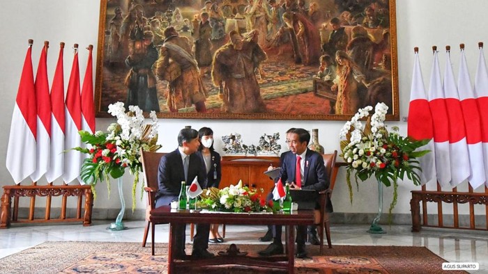 Presiden Jokowi bersama Kaisar Jepang Hironomiya Naruhito. (Agus Suparto/Fotografer Presiden)