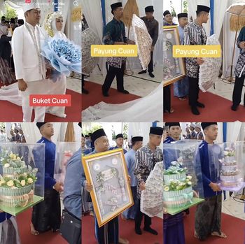 Acara pernikahan viral di media sosial, seserahannya serba buket bunga viral di media sosial.