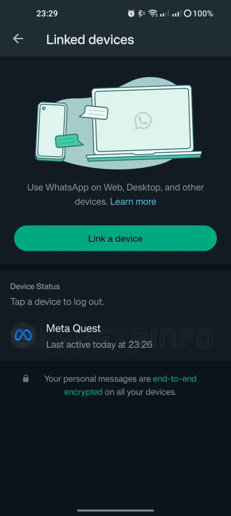 WhatsApp Beta Headset VR Meta
