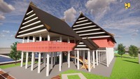 Adapun lingkup pekerjaan di antaranya meliputi revitalisasi bangunan rumah adat, pembangunan fasilitas penunjang, dan penataan lanskap. 