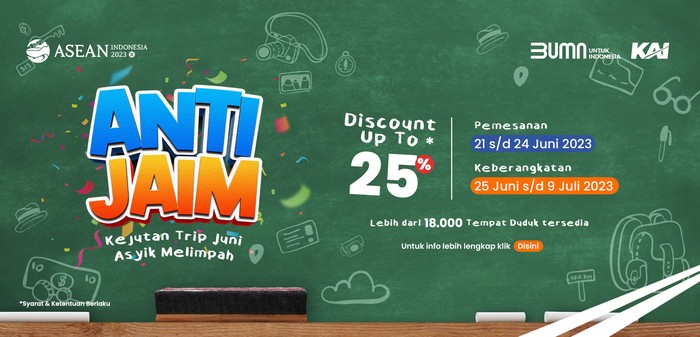 PT KAI memberlakukan diskon tiket kereta untuk liburan sekolah 2023. Promo ini hanya berlaku untuk kereta perjalanan jauh. Simak jadwal dan syarat pembeliannya!
