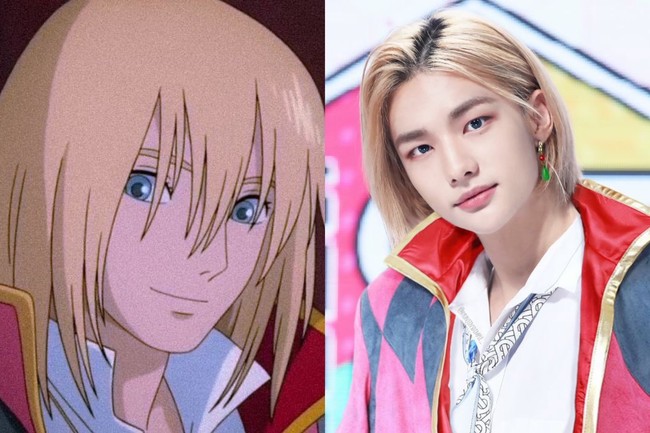 Personel Stray Kids, Hyunjin selama ini kerap disebut mirip karakter anime Howl (Howls Moving Castle) karena punya rambut panjang berwarna pirang. Salah satu foto editan penggemar membuktikan hal itu. Foto: Instagram