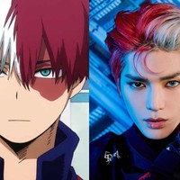 Taeyong NCT terlihat bak Shoto Todoroki (My Hero Academia) dalam foto teaser album Super M. Pelantun SHALALA itu sempat punya model rambut half red-half white dan memakai softlens berwarna biru di mata kirinya.  Foto: Instagram