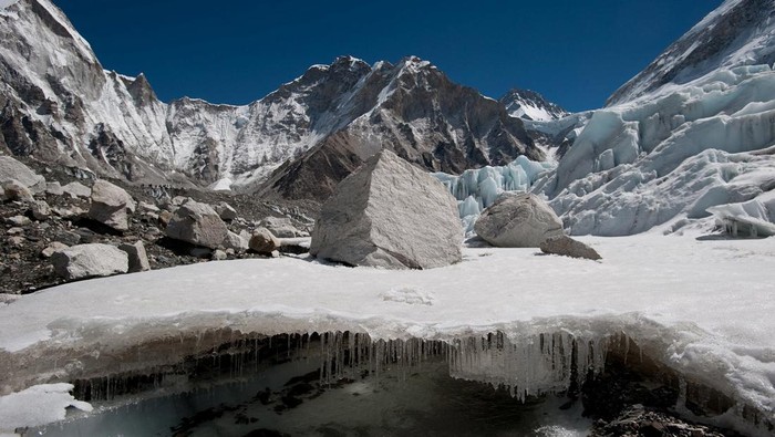 Water forms under Nepals Khumbu glacier as the ice melts in this undated handout image. Alex Treadway/ICIMOD/Handout via REUTERS THIS IMAGE HAS BEEN SUPPLIED BY A THIRD PARTY.