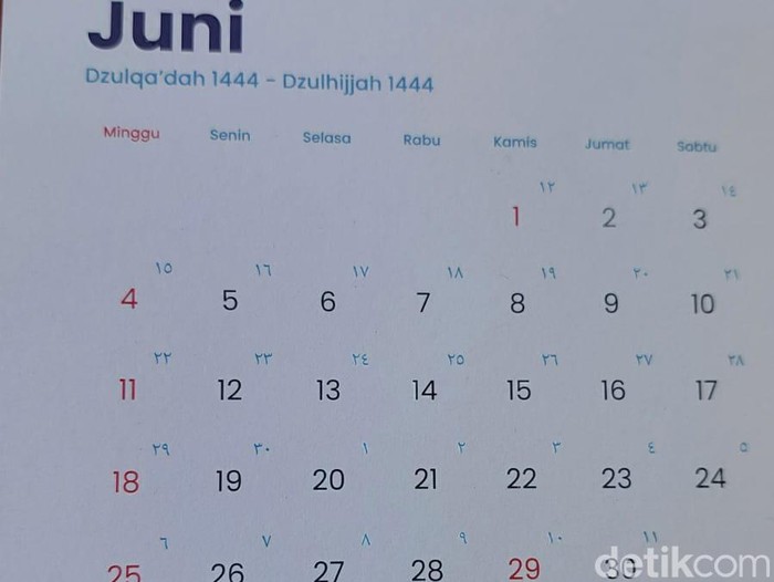 Kalender bulan Juni 2023.