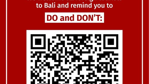 Kode QR Dos and Donts untuk wisatawan asing yang liburan di Bali.