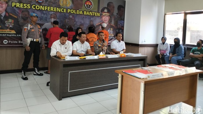 Konferensi pers di Polda Banten (Bahtiar/detikcom).