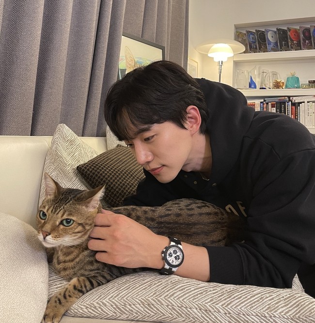 Lee Junho merupakan pecinta kucing dan memiliki beberapa kucing kesayangan di rumahnya. Foto: Instagram